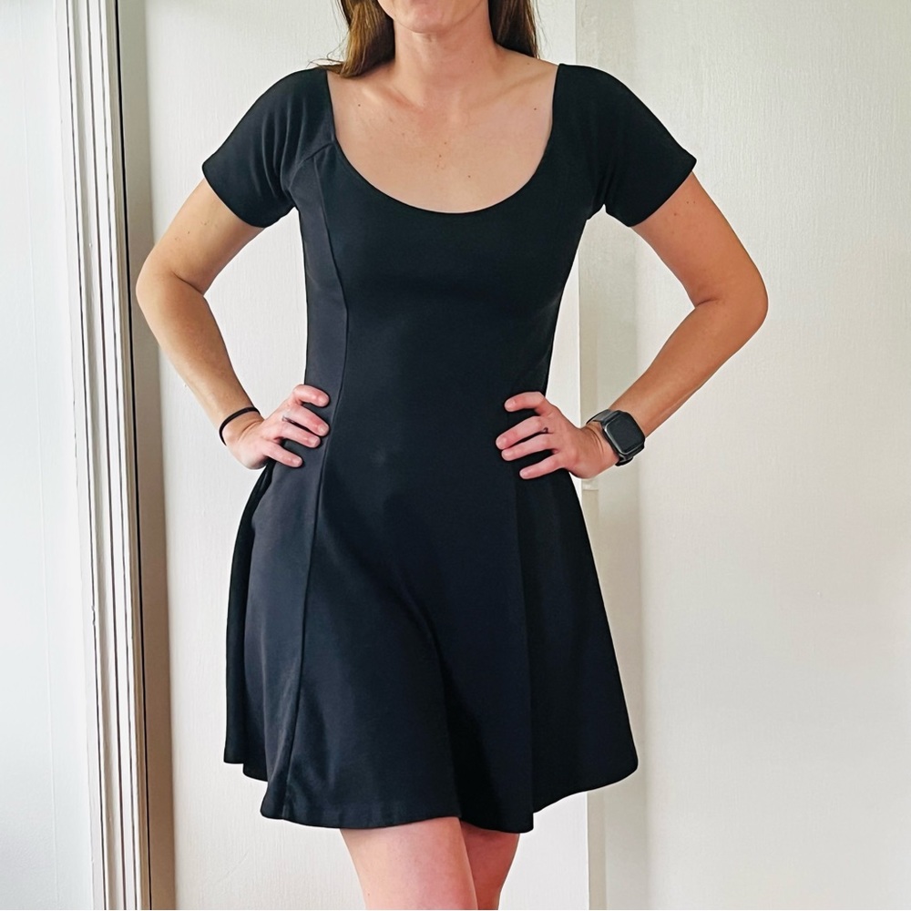 RVCA Cross-Back Fit-N-Flare Black Dress